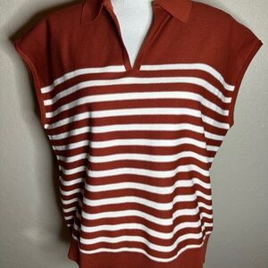 Truth by Republic Striped Knit Top in Rust and Cream